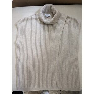 Thakoon Collective Sleeveless Turtleneck Ribbed‎ Knit Top Layering Neutral